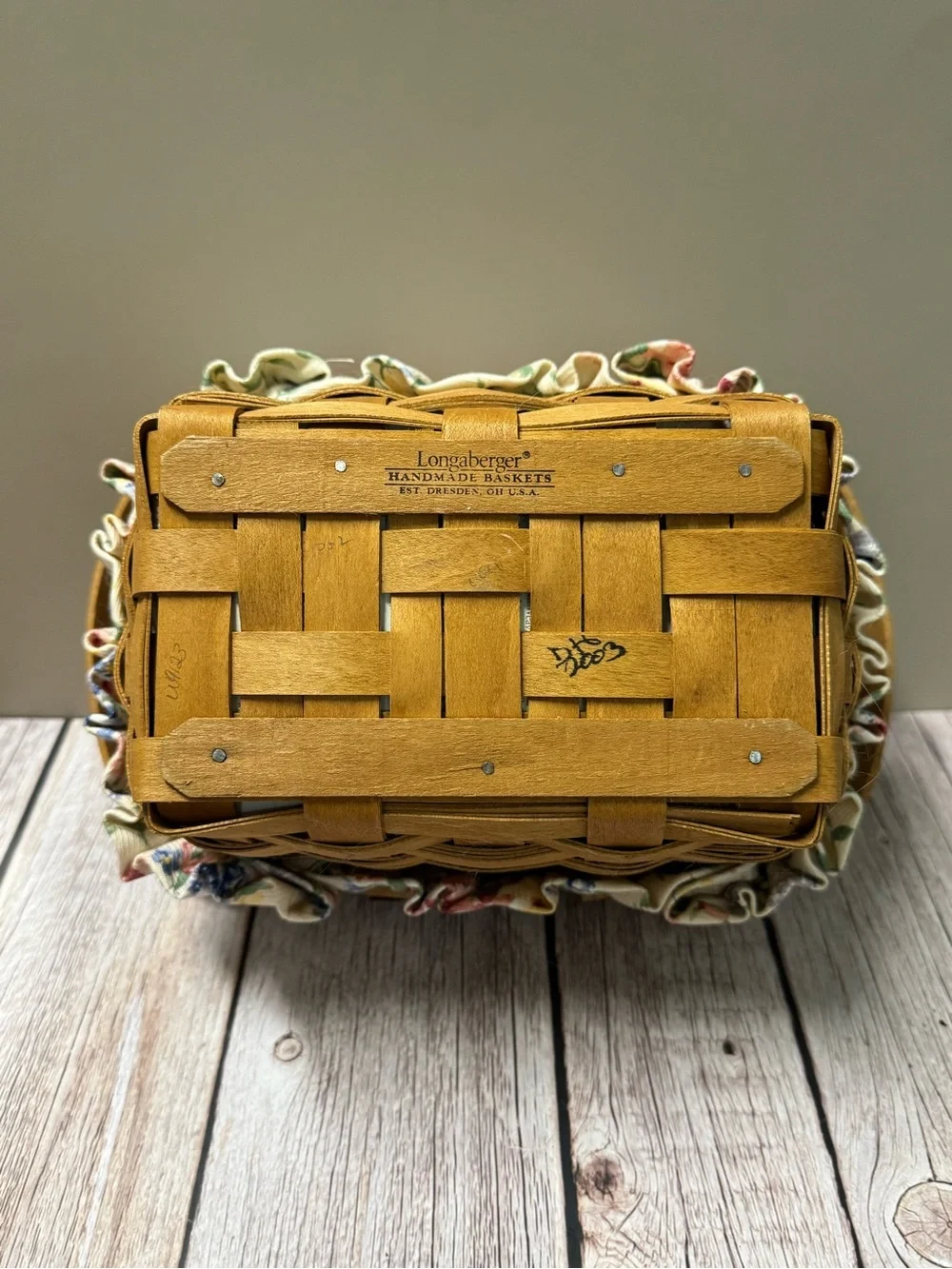 Longaberger Classic Little Market Basket  Spring Flower Liner 5”x8”